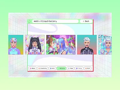 Cliqu3 Gallery Page animation bigly blockchain crypto design metaverse nft ui web3 web3design webdesign