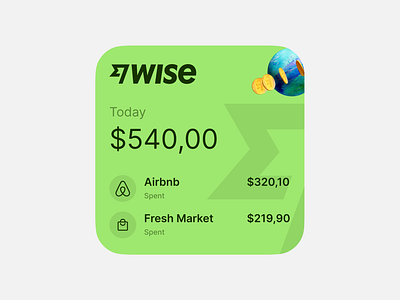 Wise Spending Summary Widget for iOS finance ios mobile ui widget wise