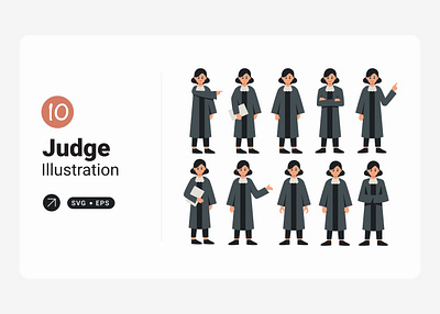 Judge Character Flat Illustration Collection design flat illustration judge professional