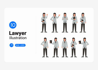 Lawyer Character Flat Illustration Collection design flat illustration lawyer professional
