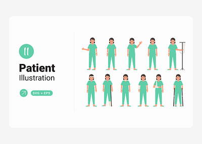 Patient Character Flat Illustration Collection design female flat illustration patient professional