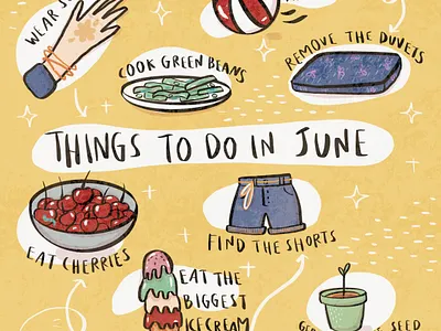 June June calendar doodle fancy holiday illustration inspiration inspired june summer typographhy