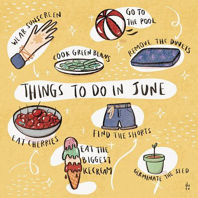 June June calendar doodle fancy holiday illustration inspiration inspired june summer typographhy