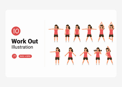 Work Out Character Flat Illustration Collection design female flat illustration work out