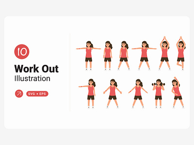 Work Out Character Flat Illustration Collection design female flat illustration work out