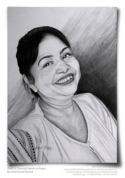 ECSTATIC - Pencil & Charcoal Sketch charcoal drawing design gift for mom illustration kamal nishad kamalnishad pencil art pencil drawing pencil sketch portrait art sketch for gift