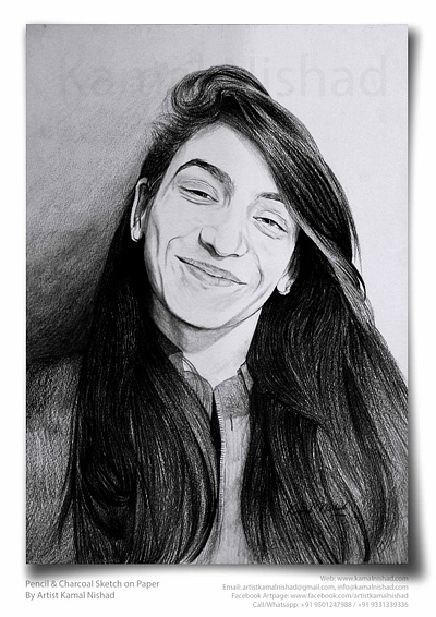 PLEASANT SMILE - Pencil & Charcoal Sketch beautiful girl best gift for girl charcoal drawing design gift for girl girl sketch illustration kamal nishad kamalnishad pencil art pencil drawing pencil sketch portrait art portrait of a beauty smiling beauty sketch