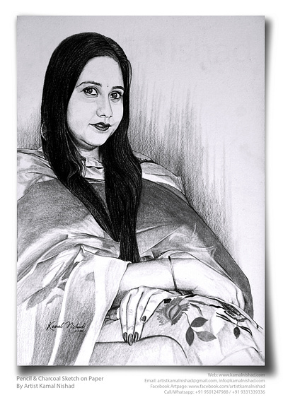 A CALM SMILE - Pencil & Charcoal Sketch charcoal drawing design illustration kamal nishad kamalnishad pencil art pencil drawing pencil sketch portrait art