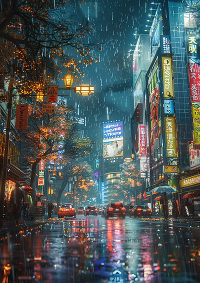 Japan Night City Landscapes
