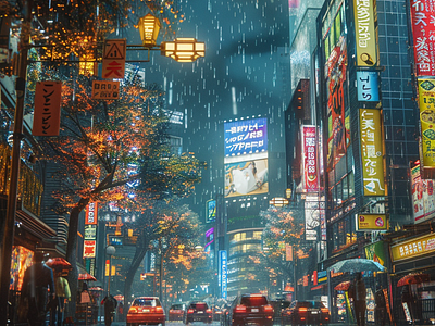 Japan Night City Landscapes