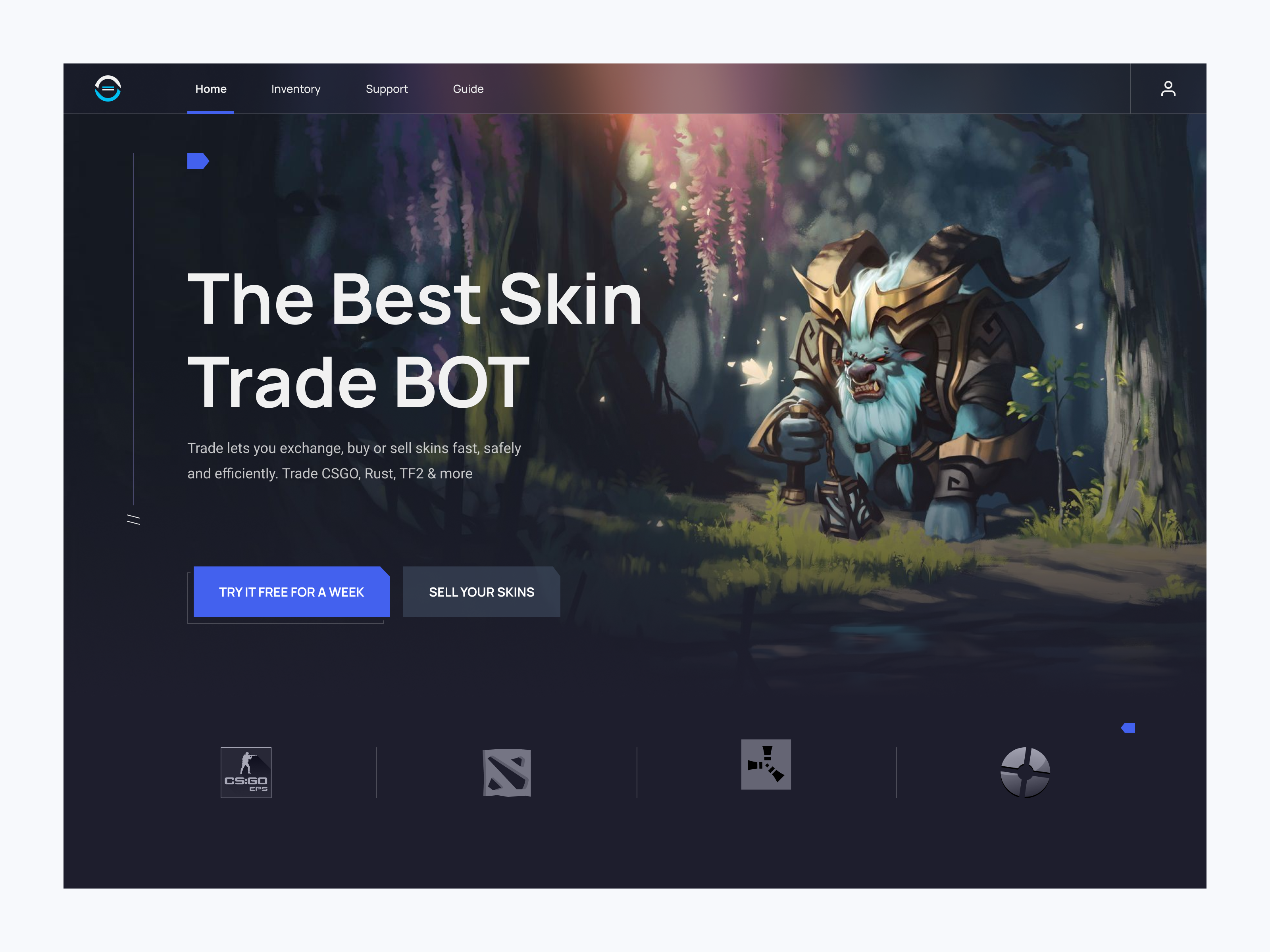 Example of Trade - Trading Game Landing Page