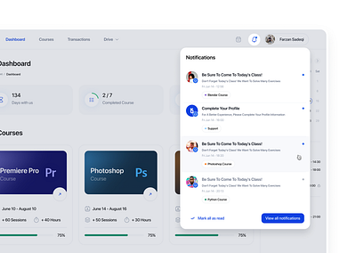 Notification Modal dashboard education dashboard modal notification notification modal ui ui design user interface design