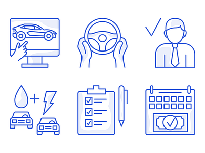 Car Support Icon Set calendar car design electro car gas car graphic design icons illustration set of icons vector