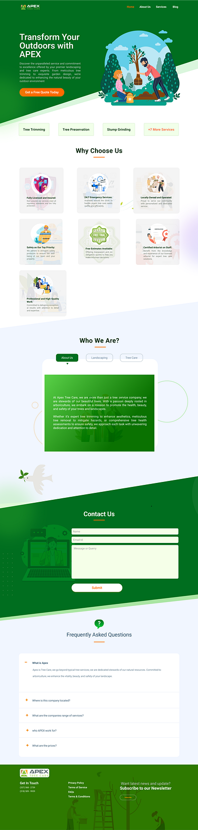 Apex tree care home tree website ui website