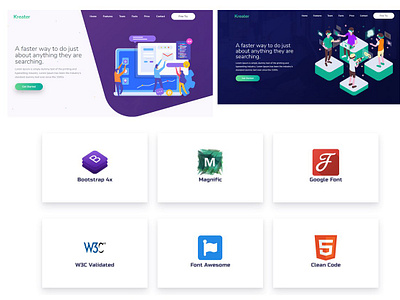 Kreater - Startup Landing Page kreater startup landing page responsive sass