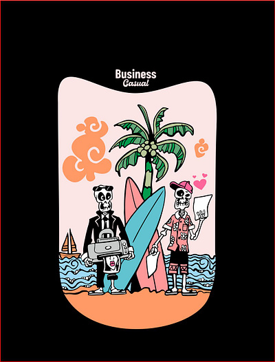beachy mans beach daily graphic design man palm party salty sand skull surfing wave work