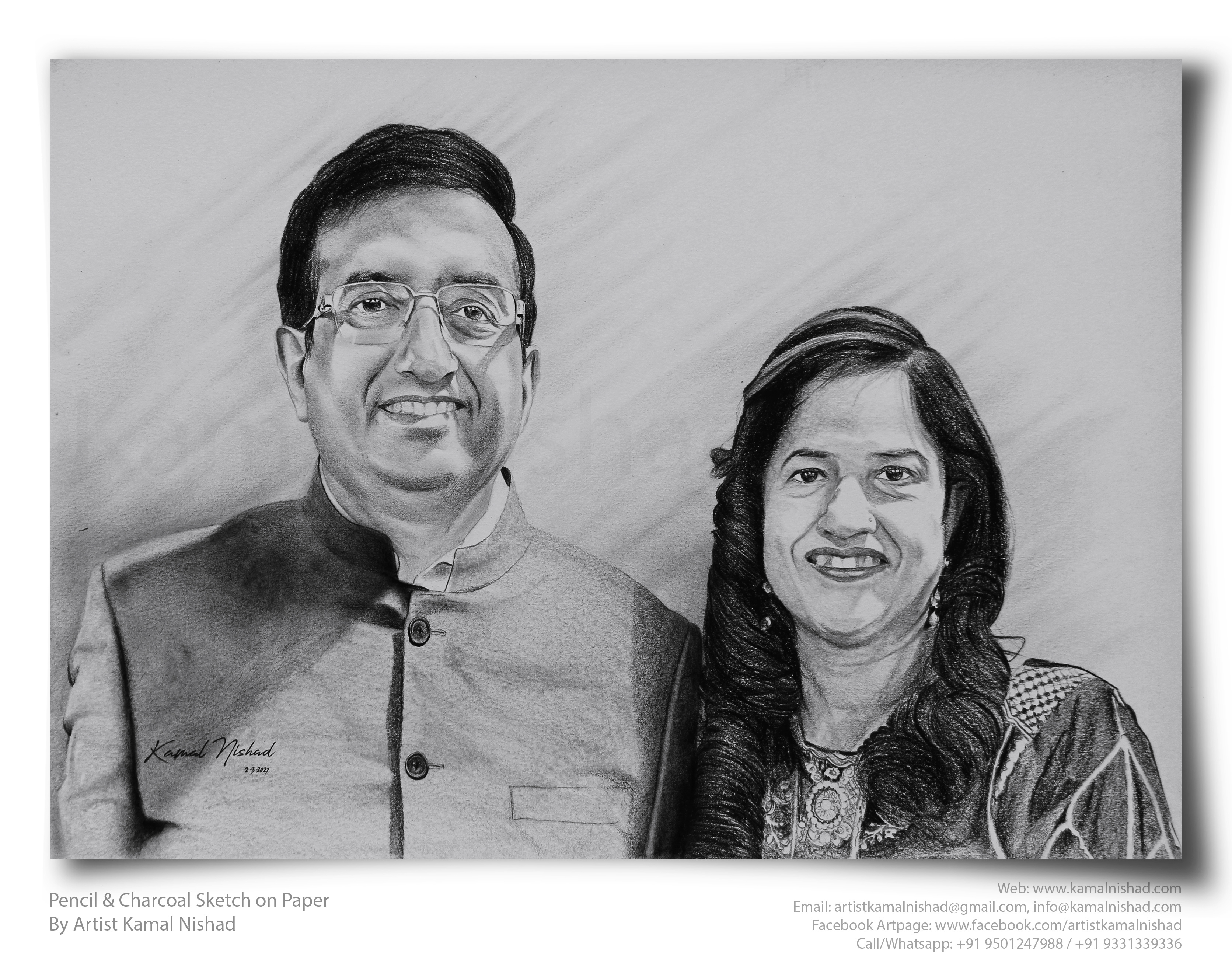 ANNIVERSARY COUPLE - Pencil & Charcoal Sketch charcoal drawing design illustration kamal nishad kamalnishad pencil art pencil drawing pencil sketch portrait art