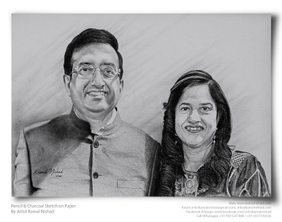 ANNIVERSARY COUPLE - Pencil & Charcoal Sketch charcoal drawing design illustration kamal nishad kamalnishad pencil art pencil drawing pencil sketch portrait art