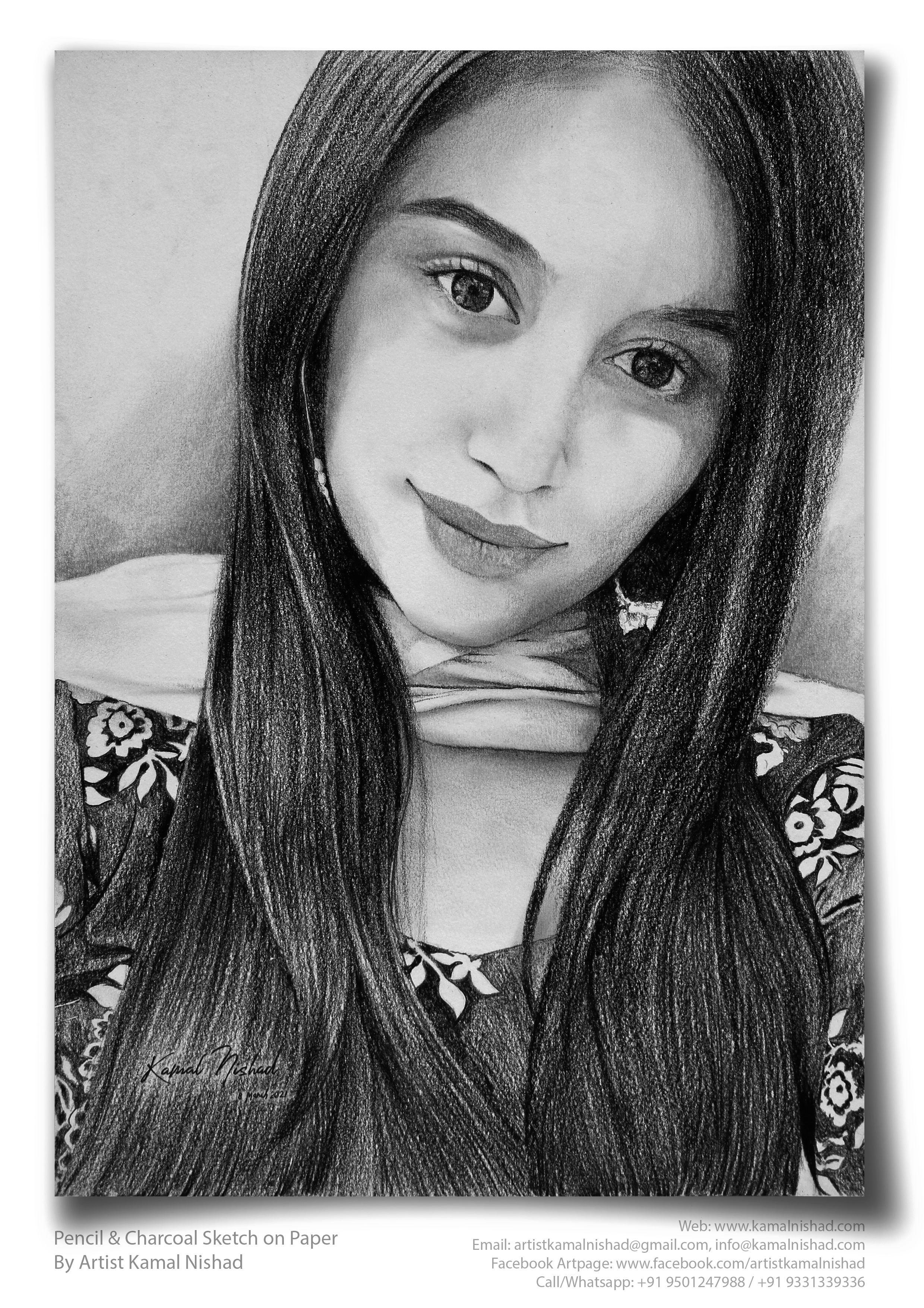 GORGEOUS GIRL - Pencil & Charcoal Sketch charcoal drawing design illustration kamal nishad kamalnishad pencil art pencil drawing pencil sketch portrait art