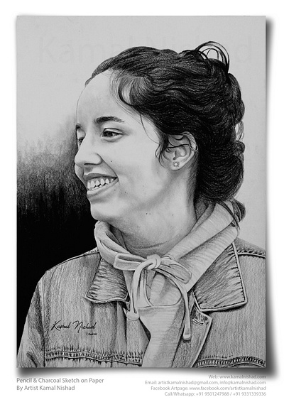CUTE SMILE - Pencil & Charcoal Sketch charcoal drawing design illustration kamal nishad kamalnishad pencil art pencil drawing pencil sketch portrait art