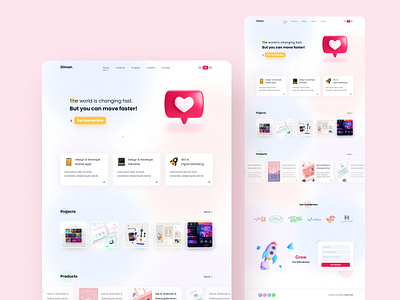 Digital Marketing and Programming Team Landing Page UI Design 3d colorful colourful design digital marketing gradients landing page ui ux