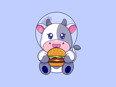 Hamburger Cow cartoon cartoon cow cow illustrator cute cute character illustration space vector cow