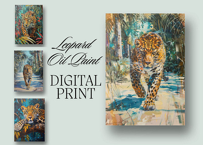 Leopard Oil Paint Digital Print