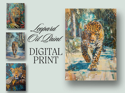 Leopard Oil Paint Digital Print