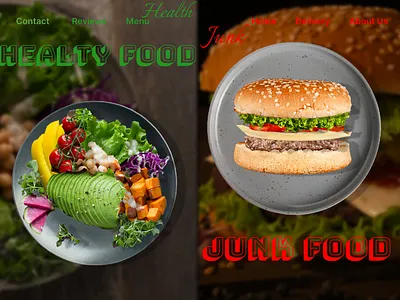 Healthy Food🥙or Junk Food🍔 burger figma food healthyfood illustration junkfood salad websites