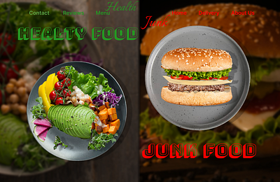 Healthy Food🥙or Junk Food🍔 burger figma food healthyfood illustration junkfood salad websites