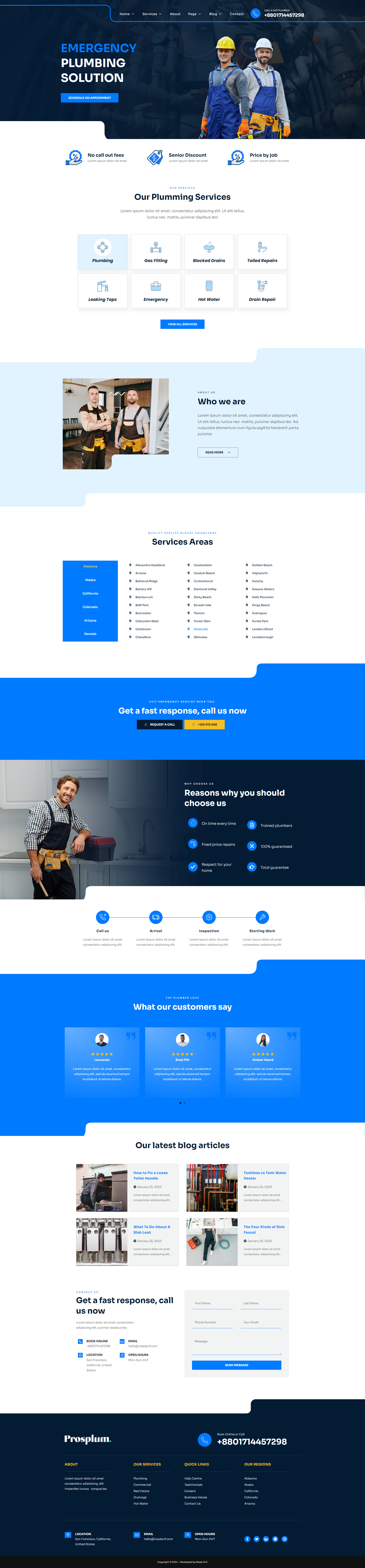 Plumbing Services Website Design | WordPress construction website design dribbblers handyman website home repair website landing page mechanic website plumber website plumbing website renovation website repair website riaad arif ux web web app web design web development website website design wordpress design