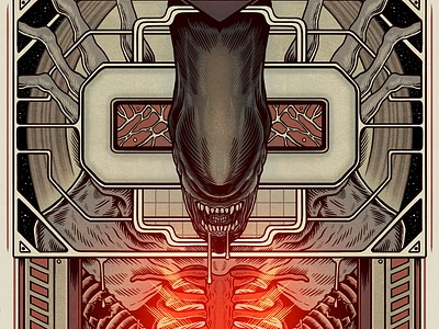 Alien Romulus alien alternative movie poster drawing fan art illustration poster poster art poster design romulus sci fi