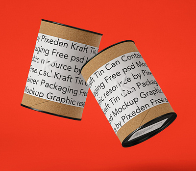 Free Kraft Container Tin Can Psd Mockup box mockup packaging mockup tin can mockup