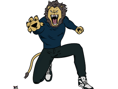 Lionman cartoon illustration lion roar vector