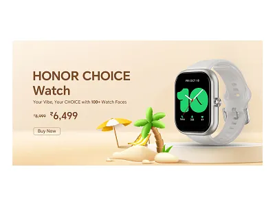 Brand - HONOR Theme - Summer Watch Banner banner brand branding earbuds honor banner phone photoshop watch