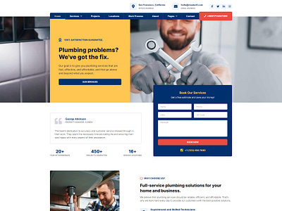 Plumbing Services Website Design | WordPress construction website dribbblers handyman website home repair website landing page mechanic website plumber website plumbing website renovation website repair website riaad arif ui ux ux web web app web design web development website wordpress wordpress design