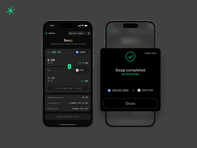 Swap UI for SPARKFI crypto ethereum fuelvm interfacedesign ios mobile ui uxui web3