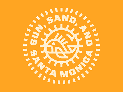 Santa Monica Badge badge beach cali california chill fish icon logo nature ocean sand santa monica seagull seal socal sol sun symbol type typography