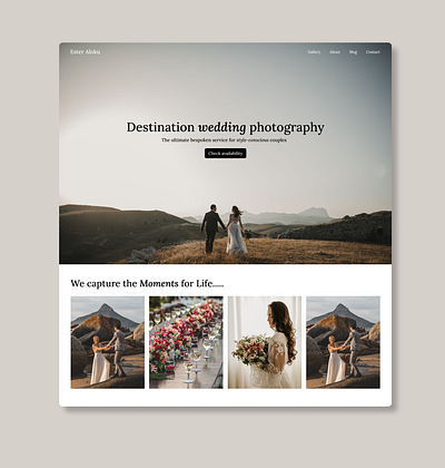 Wedding Photographer Landing Page Concept ui ux web design