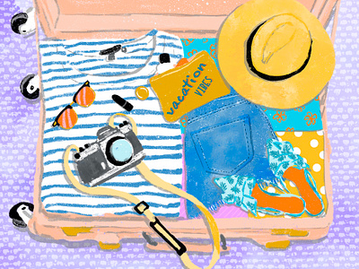 Vacation Packing digitalart digitalillustration greetingscard illustration packingillustration procreateart travelillustration vacationart vacationillustration vacationvibes