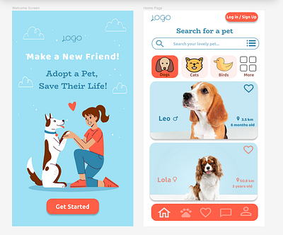 UI Design for Pet Adoption App