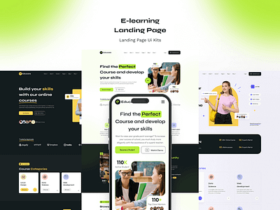 E-Learning Landing Page branding design figma illustration ui ui design uiux user interface web design website