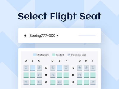 Select Flight Seat UI Component app boeing booking component daily 100 challenge dailyui dailyuichallenge design flight package seat select travel ui web