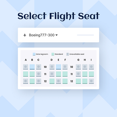Select Flight Seat UI Component app boeing booking component daily 100 challenge dailyui dailyuichallenge design flight package seat select travel ui web