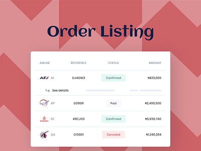Flight Order Listing UI Compoment airfrance airlines app component daily 100 challenge dailyui dailyuichallenge design details emirates flight listing order tk travel ui web