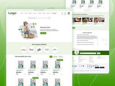 Page d'accueil d'animalerie animalerie animals ecommerce pet retail shop ui webdesign website