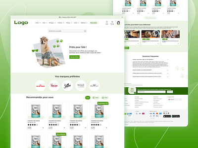 Pet shop homepage animalerie animals ecommerce pet retail shop ui webdesign website