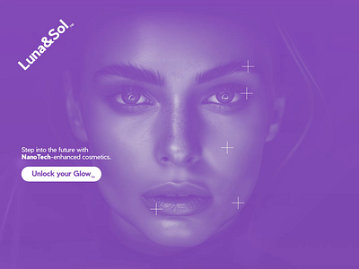'Luna&Sol' Cosmetics Brand Interactive Landing Page after effects animation branding cosmetics duotone figma landing page makeup model product design purple ui user experience ux web design