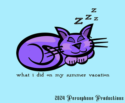 What I Did on my Summer Vacation branding cartoon cat fabric design graphic design illustration memes purple cat summer summer vacation