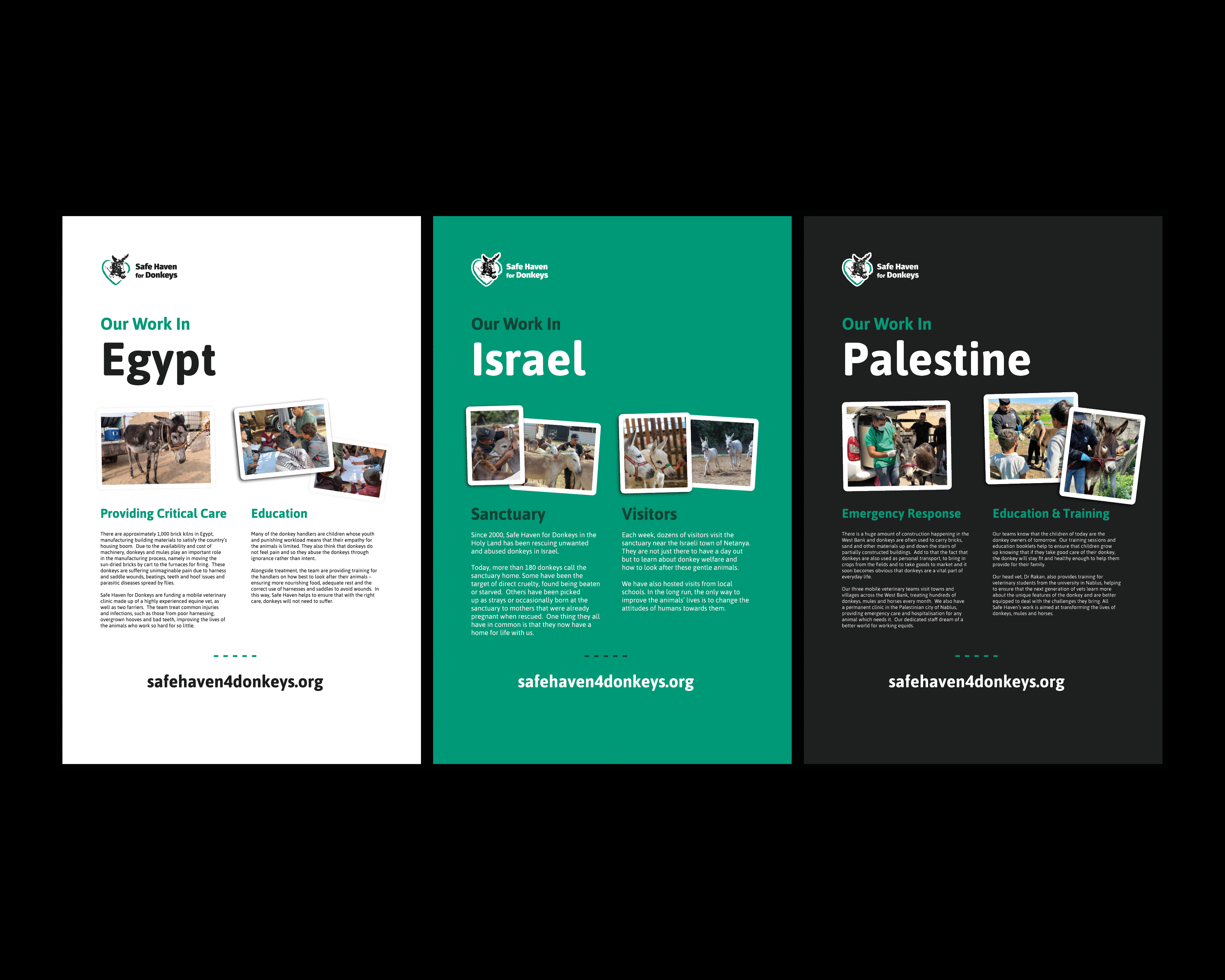 Trilogy of Banner Designs - Safe Haven for Donkeys